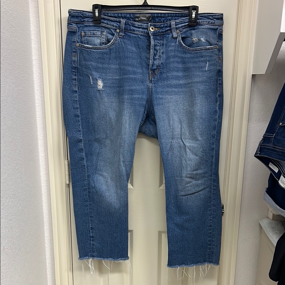 Torrid Blue Boyfriend Jeans with Distressed Details
